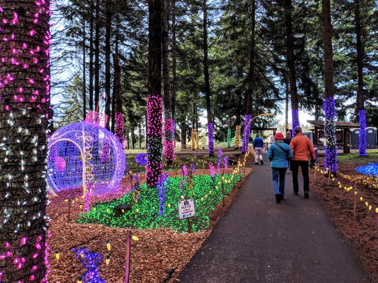 Holiday light display at the Oregon Garden Resort